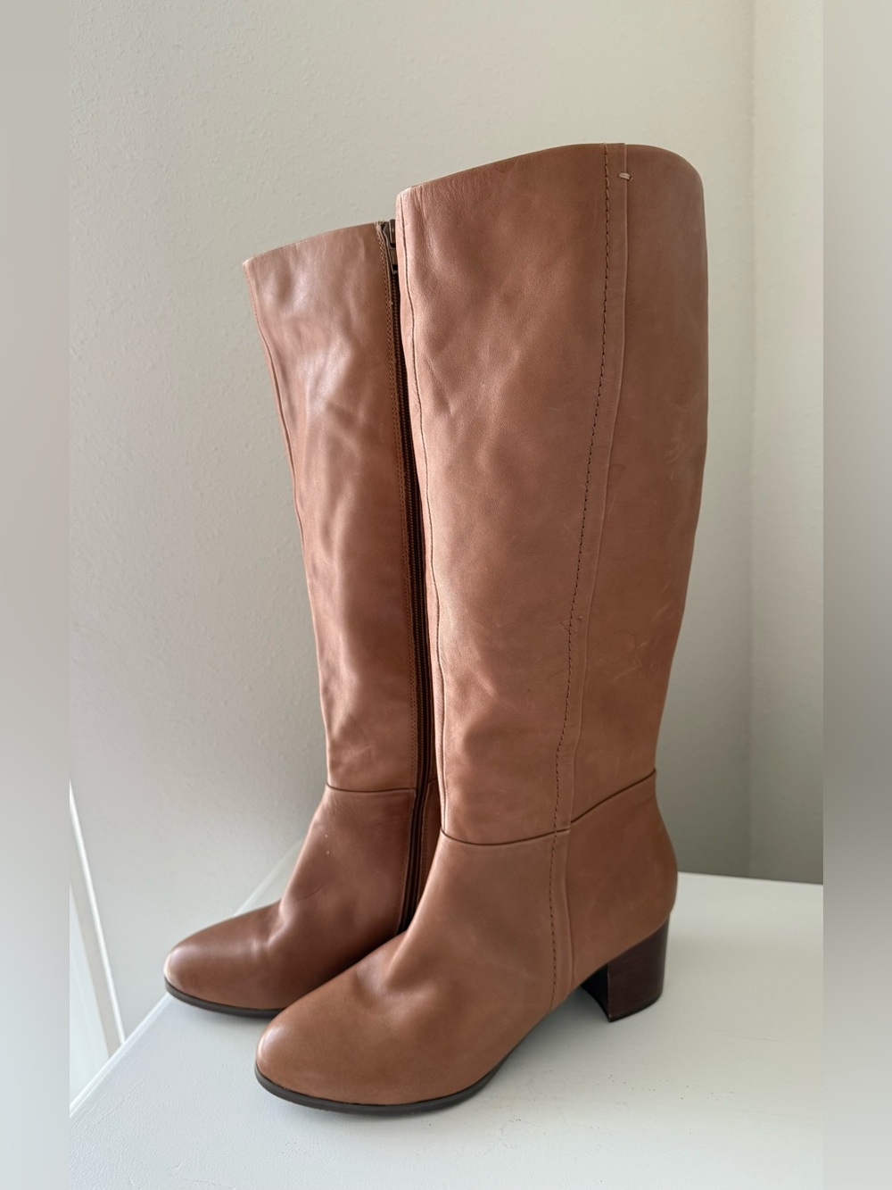 Vionic | Women’s 10 | Brown Tahlia Leather Knee High Boots Zip Tall Minimalist